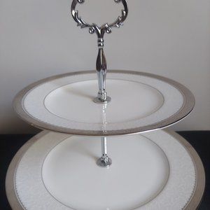 Noritake Odessa Platinum 2-Tiered Serving Tray